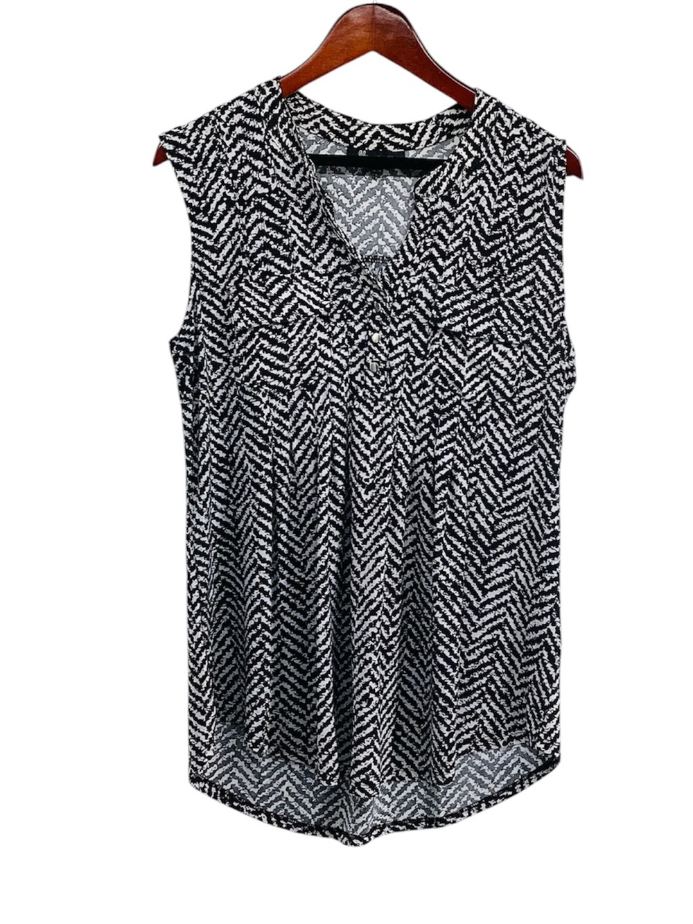 🐵 Lilly Morgan Sleeveless Black & White Patterned Women's Top, Size XL